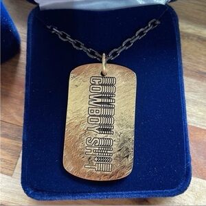 Montana Silversmiths Cowboy Sh*t Gold Dog Tag Necklace